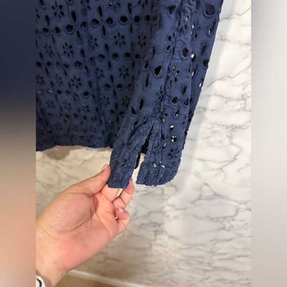 J.Crew Laser-Cut Eyelet Tunic Coverup in Midnight Navy Size S - Picture 8 of 12